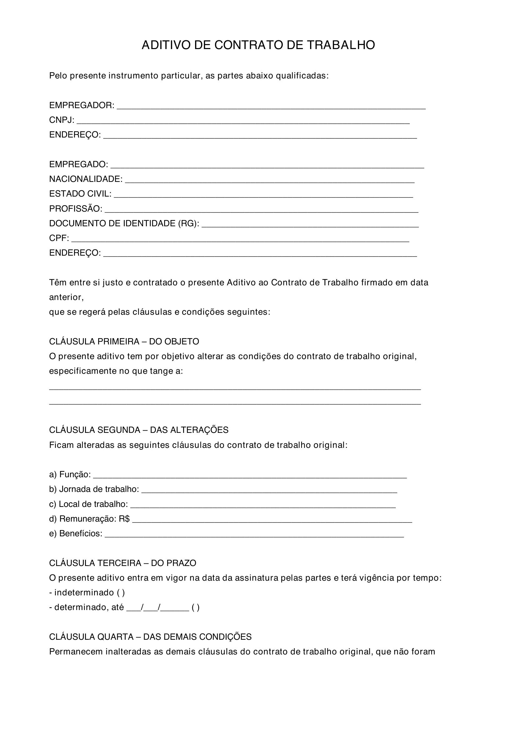 Modelo De Aditivo De Contrato