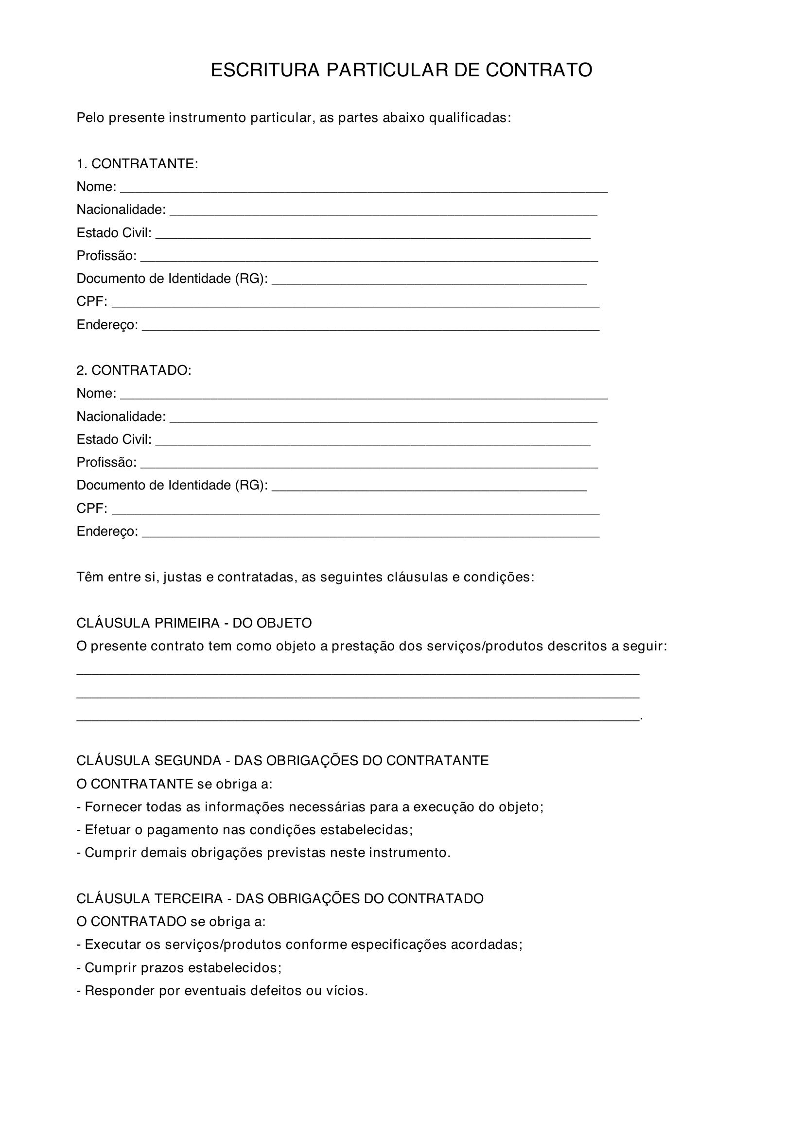 Modelo De Escritura Particular