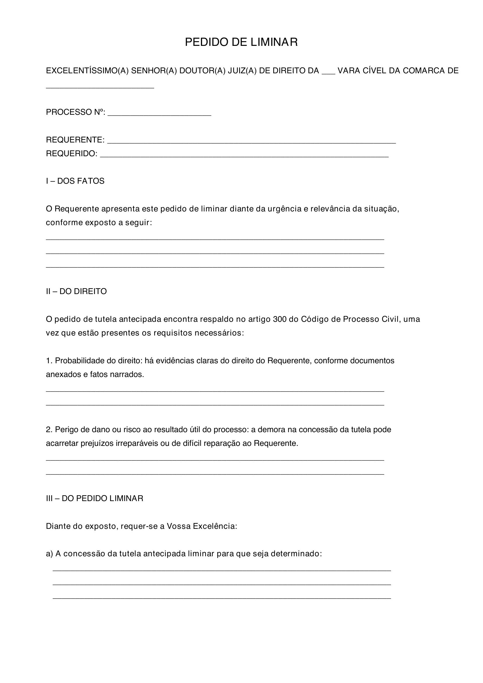 Pedido De Liminar Modelo