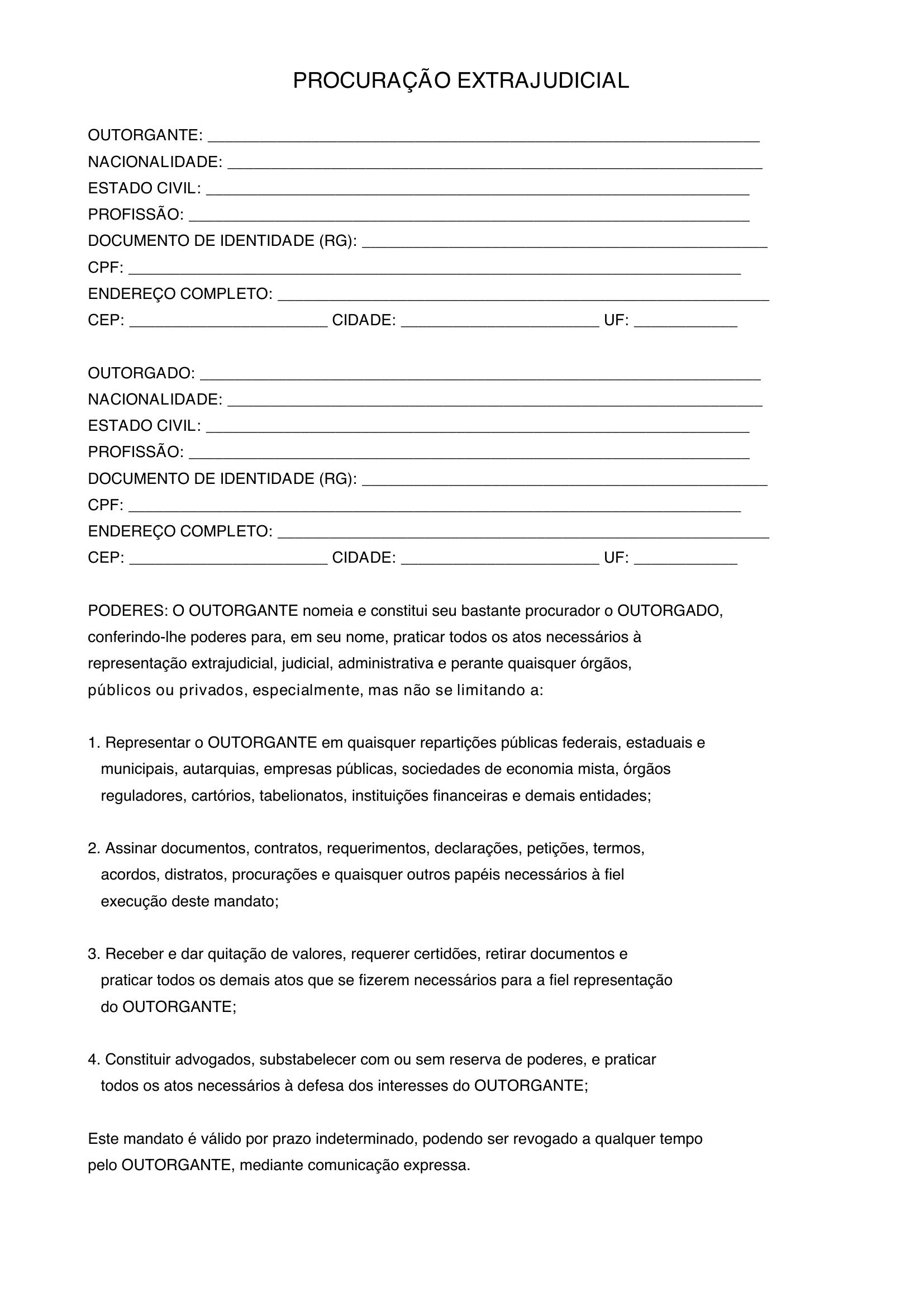 Modelo De Procuração Extrajudicial